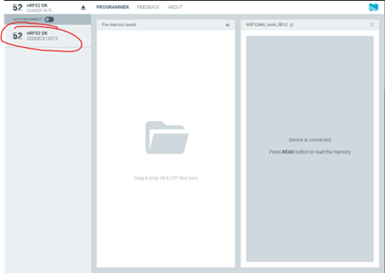 Programmer Tool > nRF52 DK